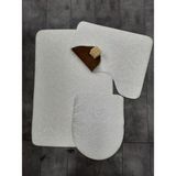 Bonny Home 3’Lu Krem Ultrasoft Desenli Klozet Takimi Banyo Halisi Paspas Seti