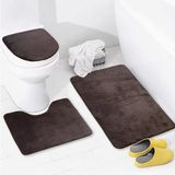 Bonny Home 3'lü Unicolor Kahverengi Kaymaz Taban Banyo Paspası & Halısı Seti - 40 x 45 cm - 50 x 60 cm - 60 x 90 cm