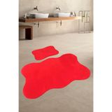 Bonny Home Anatolia 2'li Banyo Paspası Seti, 80x140 50x70 cm, Kırmızı, Kaymaz Tabanlı