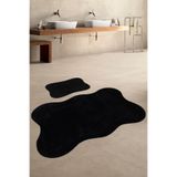 Bonny Home Anatolia 2'li Banyo Paspası Seti, 80x140 50x70 cm, Siyah, Kaymaz Tabanlı Klozet Takımı