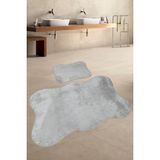 Bonny Home Anatolia 2'li Gri 80X140 + 50X70 cm Büyük Ebat Banyo Paspası Seti Kaymaz Tabanlı Klozet Takımı - 80 x 140 cm