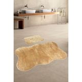 Bonny Home Anatolia 2'li Karamel 80X140 + 50X70 cm Büyük Ebat Banyo Paspası Seti Kaymaz Tabanlı Klozet Takımı - Turuncu - Kahverengi - 50 x 70 cm - 80 x 140 cm