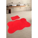 Bonny Home Anatolia 2'li Kırmızı 80X140 + 50X70 cm Büyük Ebat Banyo Paspası Seti Kaymaz Tabanlı Klozet Takımı - 50 x 70 cm - 80 x 140 cm