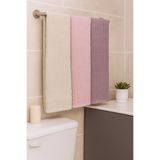 Bonny Home Atlas 3'lü Banyo Havlusu Seti, 100x150 cm,%100 Pamuk, Pudra Mor Bej