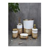Bonny Home Avangard Krem Üzeri Gold Işlemeli 5'li Banyo Seti