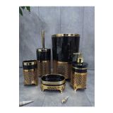 Bonny Home Avangard Siyah Üzeri Gold Işlemeli 5'li Banyo Seti