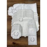 Bonny Home Başak Krem Gümüş Amerikan Servis 6 Kişilik 19 Parça Runner Seti Deri Yemek Sunum Takımı Nakışlı 6lı Supla - 35 x 45 cm - Krem - Gümüş