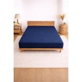 Bonny Home Bessy Penye Fitted Lastikli Çarşaf %100 Pamuk Kumaş Tek|çift Kişilik| Battal King Size - Lacivert