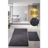 Bonny Home Bubble Antrasit Büyük Boy 2'li Banyo Paspas Seti Kaymaz Tabanlı Yıkanablir Klozet Takımı