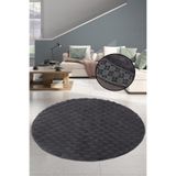 Bonny Home Bubble Antrasit Yuvarlak Çocuk Odası Halısı, 120 x 120 cm, Peluş, Makinede Yıkanabilir, Kaymaz Taban