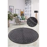 Bonny Home Bubble Antrasit Yuvarlak Mutfak Halısı, 100x100 cm, Spor Saçaklı, Yıkanabilir, Kaymaz Tabanlı