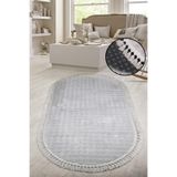 Bonny Home Bubble Gri Oval Ponpon Saçaklı Mutfak Halısı, 80 x 200 cm, Peluş, Kaymaz