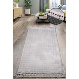 Bonny Home Bubble Gri Ponpon Saçaklı Mutfak Halısı, 80 x 200 cm, Kaymaz Tabanlı, Yıkanabilir