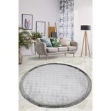 Bonny Home Bubble Gri Yuvarlak Spor Saçaklı Mutfak Halısı, 100x100 cm, Yıkanabilir Kaymaz Taban