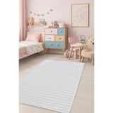 Bonny Home Bubble Krem Çocuk Odası Halısı, 80x400 cm, Makinede Yıkanabilir, Kaymaz Tabanlı, Yumuşak Tüylü