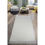 Bonny Home Bubble Krem Ponpon Saçaklı Mutfak Halısı, 100x450 cm, Yıkanabilir Kaymaz Taban