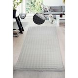 Bonny Home Bubble Krem Spor Saçaklı Halı, 200x280 cm, Modern Yumuşak Peluş