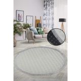 Bonny Home Bubble Krem Yuvarlak Düz Spor Saçaklı Mutfak Halısı, 150 x 150 cm, Yıkanabilir Kaymaz Peluş