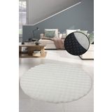 Bonny Home Bubble Krem Yuvarlak Mutfak Halısı Yıkanabilir Kaymaz Leke Tutmaz Yumuşak Tüylü Post Peluş Halı