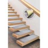 Bonny Home Comfort Gri Basamak Paspası, 5 Adet, 80x25 cm, Yumuşak Peluş, Kaymaz Deri Tabanlı Merdiven Halısı