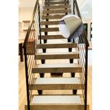 Bonny Home Comfort Krem (1 ADET) Pufidik Peluş Merdiven Halısı Kaymaz Deri Tabanlı Basamak Paspası