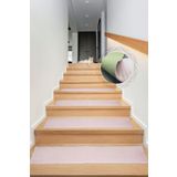 Bonny Home Comfort Pudra (1 ADET) Pufidik Peluş Merdiven Halısı Kaymaz Deri Tabanlı Basamak Paspası