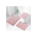 Bonny Home Damask 3'lü Pudra Ultrasoft Desenli Klozet Takımı Banyo Paspası Seti