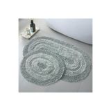 Bonny Home Doğal Pamuklu Spagetti Oval Banyo Paspası Seti, 60 x 100 cm, Su Yeşili, 2'li
