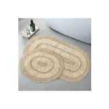 Bonny Home Doğal Pamuklu Spagetti Oval Vizon 2'li Banyo Paspası Seti Banyo Halısı Klozet Takımı