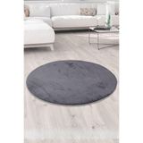 Bonny Home Elite Antrasit Yuvarlak Çocuk Odası Halısı, 150x150 cm, Peluş, Kaymaz Tabanlı