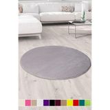Bonny Home Elite Gri Yuvarlak Çocuk Odası Halısı, 200x200 cm, Yumuşak Peluş, Kaymaz Tabanlı
