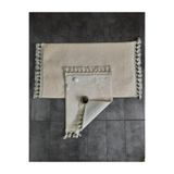Bonny Home Elite Krem Ponpon Saçaklı Peluş 2'li Banyo Paspası, 60x100 cm, Kaymaz Taban