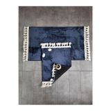 Bonny Home Elite Lacivert Ponpon Saçaklı Peluş 2'li Banyo Paspası, 60x100 cm, Kaymaz Taban