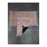 Bonny Home Elite Pudra Pembe Ponpon Saçaklı Peluş 2'li Banyo Paspası, 60x100 cm, Kaymaz Taban