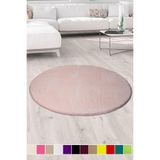 Bonny Home Elite Pudra Yuvarlak Çocuk Odası Halısı, 100x100 cm, Peluş, Kaymaz Tabanlı