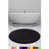 Bonny Home Elite Siyah 120X120 Cm Yuvarlak Pelus Banyo Halisi Kaymaz Pofuduk Banyo Paspasi
