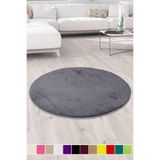 Bonny Home Elite Yuvarlak Antrasit Peluş Mutfak Halısı, 120x120 cm, Leke Tutmaz, Yıkanabilir, Kaymaz