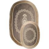 Bonny Home Exclusive Oval Gri 2'li Klozet Takımı Çeyizlik Banyo Halısı Paspası Seti