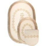 Bonny Home Exclusive Oval Krem Püsküllü 3lü Klozet Takımı Çeyizlik Banyo Halısı Paspası Seti - Renkli - 97