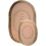 Bonny Home Exclusive Oval Pudra 2'li Klozet Takımı Çeyizlik Banyo Halısı Paspası Seti