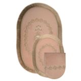 Bonny Home Exclusive Oval Pudra Püsküllü 3'lü Klozet Takımı, Banyo Paspası Seti