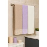 Bonny Home Göz 3'lü Banyo Havlusu Seti, 100x150 cm,%100 Pamuk, Krem-Mor-Kapuçino