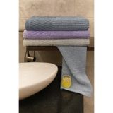 Bonny Home Grid 3'lü Banyo Havlusu Seti, 100x150 cm,%100 Pamuk, Gri-Lila-Bej