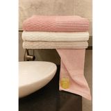 Bonny Home Grid 3'lü Banyo Havlusu Seti, 100x150 cm,%100 Pamuk, Krem-Kapuçino-Pudra