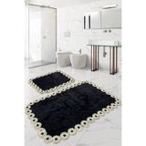 Bonny Home Gülruba Köşeli Beyaz Çeyizlik Dantelli 2'li Banyo Paspası Seti Kaymaz Tabanlı Klozet Takımı