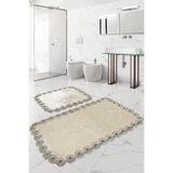 Bonny Home Gülruba Köşeli Vizon Dantelli 2'li Banyo Paspası Seti, 105x65 cm, Kaymaz Tabanlı