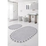 Bonny Home Gülruba Oval Beyaz Çeyizlik Dantelli 2'li Banyo Paspası Seti Kaymaz Tabanlı Klozet Takımı