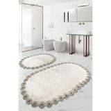 Bonny Home Gülruba Oval Vizon Dantelli 2'li Banyo Paspası Seti, 120x70 cm + 65x55 cm, Kaymaz Tabanlı