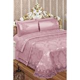 Bonny Home Hürrem Pudra Fransız Dantelli Şönil 6 Parça Pike Takımı