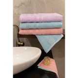 Bonny Home İnci Desen 3'lü Banyo Havlusu Seti, 100x150 cm,%100 Pamuk, Pudra-Mavi-Mor